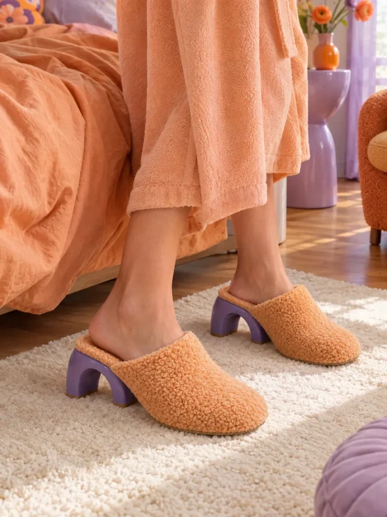 Arco Heeled Mule worn at home