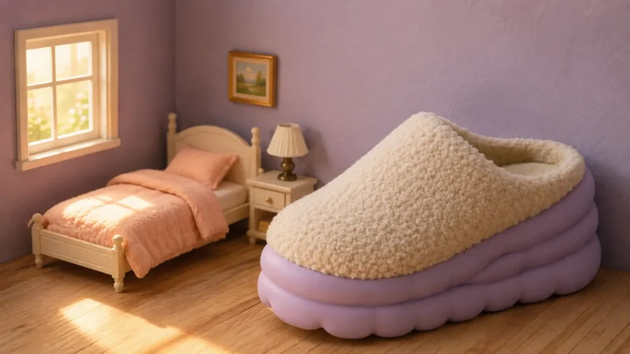 A giant Cumulo cloud clog next to a miniature bed