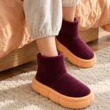 Mallow Velvet Bootie worn at home
