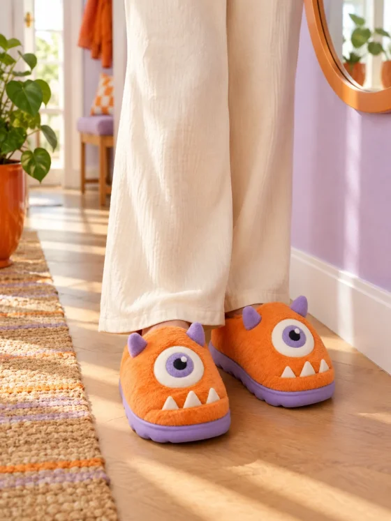Nomlet Cyclops Slipper worn at home