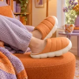 Puffa Quilted Mule worn at home